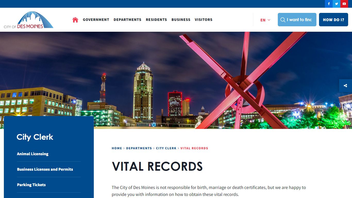 Vital Records - Des Moines, Iowa
