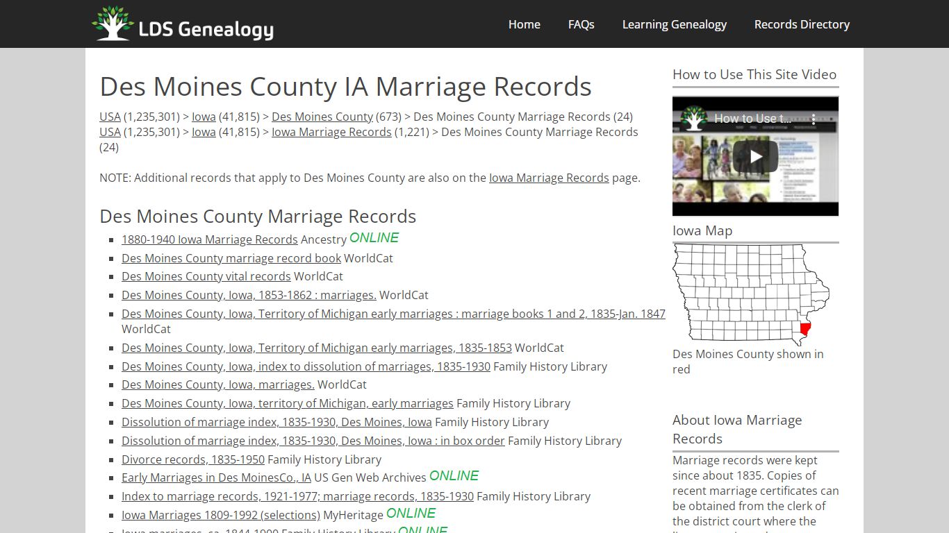 Des Moines County IA Marriage Records - ldsgenealogy.com
