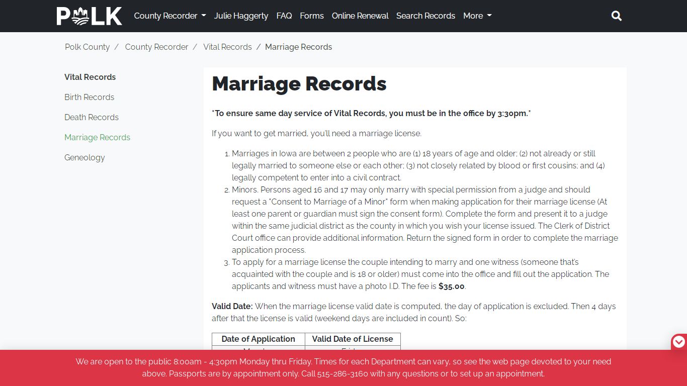 Marriage Records - Polk County Iowa