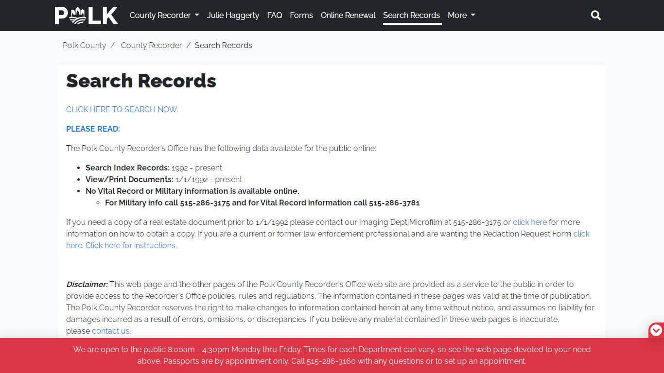 Search Records - Polk County Iowa
