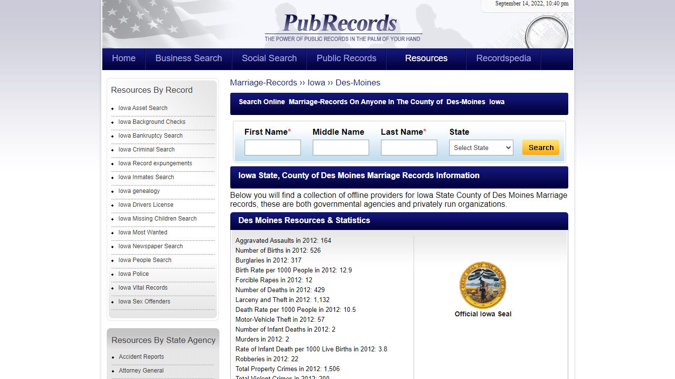 Des Moines County, Iowa Marriage Records